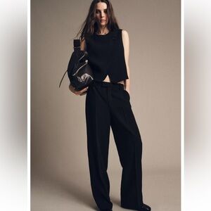 Zara ZW Collection double-breasted button vest and straight-leg pants set